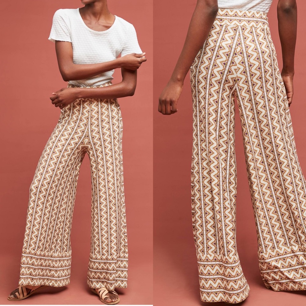 Farm Rio Anthropologie Striped Wide Leg Pants
